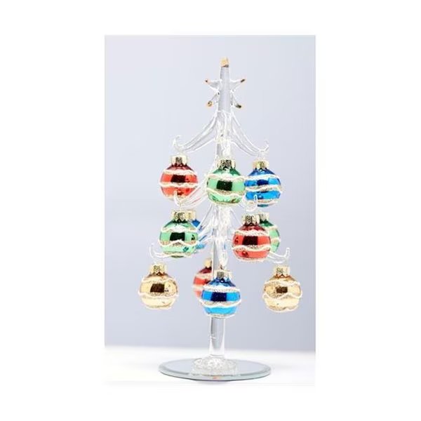 LS Arts XM-1074 Tree With Multi Color Ornaments; Clear - 8 in., Ls Arts Inc, Mfr#: XM-1074